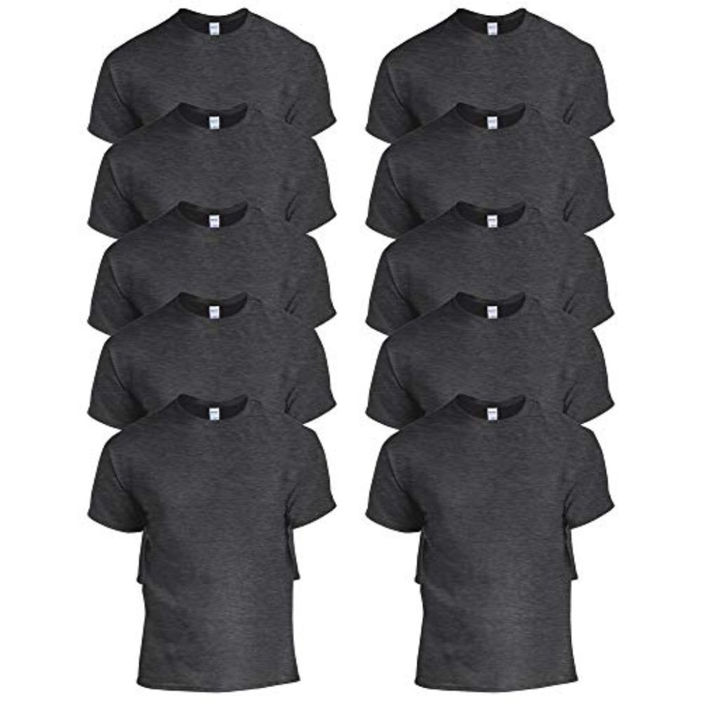 Gildan Men's Short Sleeve Crew Heathergrey tee 6Pk